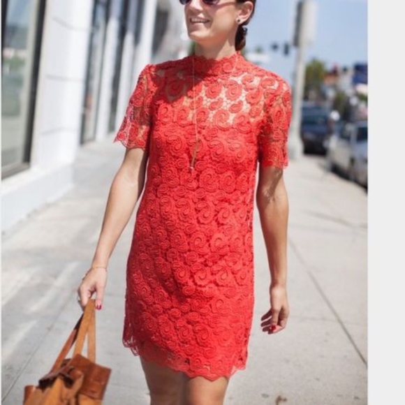 Zara Dresses & Skirts - Zara Orange Paisley Turtleneck Crochet Dress